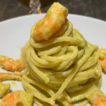 Pasta with Pistachio Pesto and Prawns